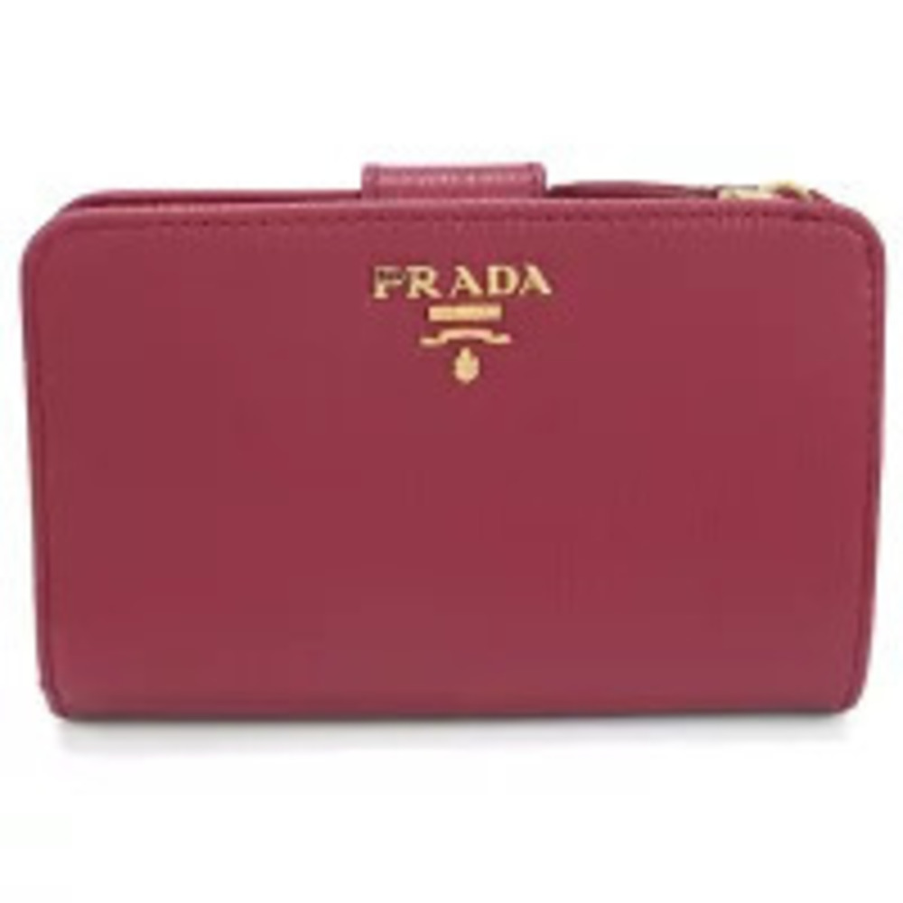 Prada Bi fold Wallet Compact Vitello Move Pink